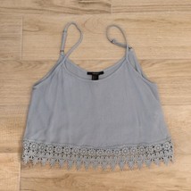 F21 Embroidered BABY BLUE CROP TOP S - £12.65 GBP