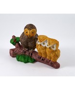 Owl Figurines Standing on A Log Ceramic 5&quot; Vintage - £9.38 GBP