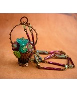 Vintage Flower necklace signed garden basket Japanese oriental style swe... - £74.72 GBP