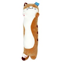 Very Soft Cat Long Hugging Pillow Plush Kitten Kitty Stuffed Animals Brown 26&quot; - £32.25 GBP