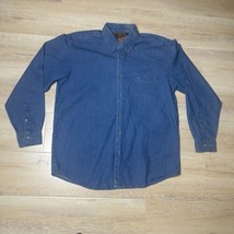 Harriton Button Shirt Men’s Large Denim Blue  Woodward Dream Cruise - $24.75