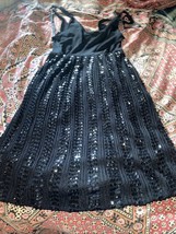 BEBE Fantastic  Midnight Jet Black Onyx Sequin  Dress Size M - $24.75