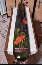 Guqin lyre hand drawn red koi pattern Chaotic style zither Chinese strin... - $999.00