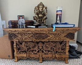 Vintage Antique Japanese Style Hand Made Collectors Center Table Dragon Carvings - £243.76 GBP