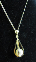 Lovely Vintage WRC WR Cobb 12K Gold Filled Caged Pearl W/ Delicate 12k GF Chain - £63.30 GBP