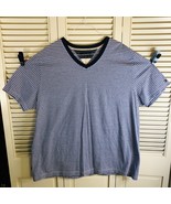 Vintage Tommy Hilfiger V Neck T Shirt Blue Strips 3 XLT - £7.83 GBP