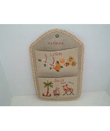 Vintage handcrafted kitsch Florida souvenir letter bill holder woven grass - $19.75