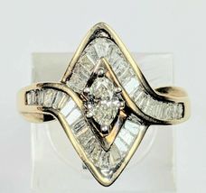 Beautiful Estate 1.75Ct Baguette Diamond 10K Yellow Gold Over Wedding Ring - £89.08 GBP