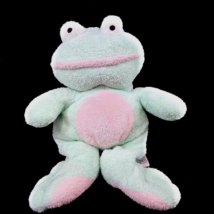 Ty Pluffies Frog Plush Grins Pink &amp; Green 10&quot; Lovey 2002 Tylux Vintage Baby - $12.41