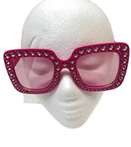 Large Oversized Glamorous Pink Rhinestones Womens Plastic Sunglasses - £10.10 GBP