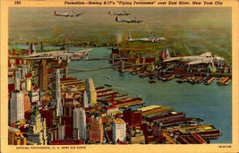 FORMATION-BOEING B-17&#39;S &quot;Flying Fortresses&quot; Over East River Nyc Postcard BK48 - £5.43 GBP