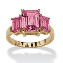 Triple Birthstone Pink Tourmaline October 18K Gold Gp Ring Size 5 6 7 8 9 10 - £62.92 GBP