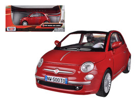 Fiat 500 Nuova Cabrio Red 1/24 Diecast Model Car by Motormax - $40.48