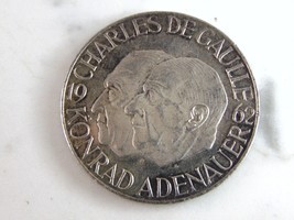 Medaillen 1962 Konrad Adenauer Charles De Gaulle Silver Medal E6829 - £23.73 GBP