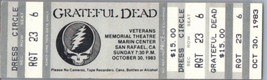 Grateful Dead Mail Away Untorn Ticket Stub October 30 1983 San Rafael Ca... - £66.91 GBP