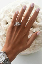 Bridal Wedding Ring Set 3.75Ct Round Cut Diamond Solid 14K White Gold Si... - £225.18 GBP