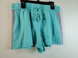 Vineyard Vines Shorts Womens Medium Green Linen Embroidered Pull On Drawstring - £12.32 GBP