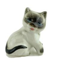  Batman Kitten Figurine Ceramic Kitten White with Black Tail and Paws Blue Eyes - £28.87 GBP