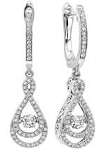 2.80 Ct Round Cut CZ Diamond Drop &amp; Dangle Earrings 14K White Gold Finish - £71.93 GBP