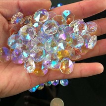 100Pcs Crystal Octagon Beads AB Color Lamp Prisms Chandelier Chain Part Ornament - £12.56 GBP