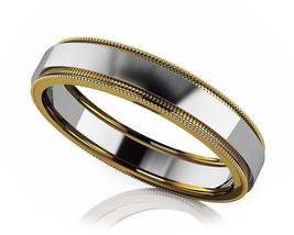 6mm Plain Comfort Fit Milgrain Wedding Band Ring in 14K Two Tone Gold Over 925 - £91.82 GBP