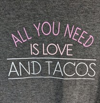 Love Tacos Womens Sweatshirt Medium Gray Zoe Liv Stitch Fix - £12.74 GBP