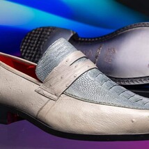 Fangio Men's Dress Shoes Penny Loafer Ostrich Leg Quill Gray image 10