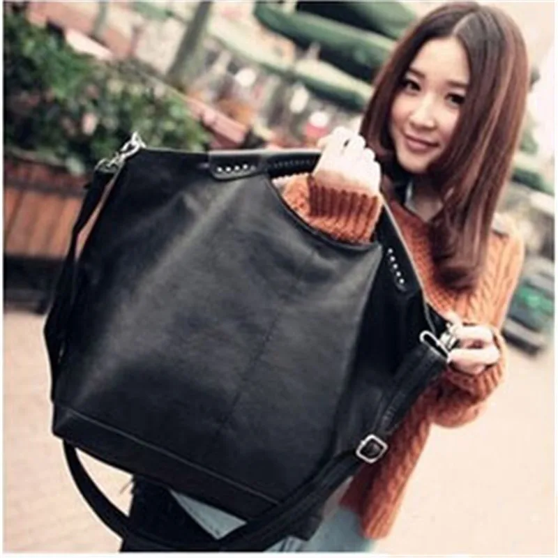 Fashion High Quality women bag New Hot Black Women handbag pu Rivet package larg - £36.66 GBP