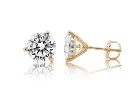 14K Yellow Gold Round Martini Created Diamond Screw Back Stud Earrings 3... - £98.92 GBP
