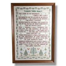 Vintage 23rd Psalm Cross Stitch The Lord is My Shepherd Framed Completed... - $128.70