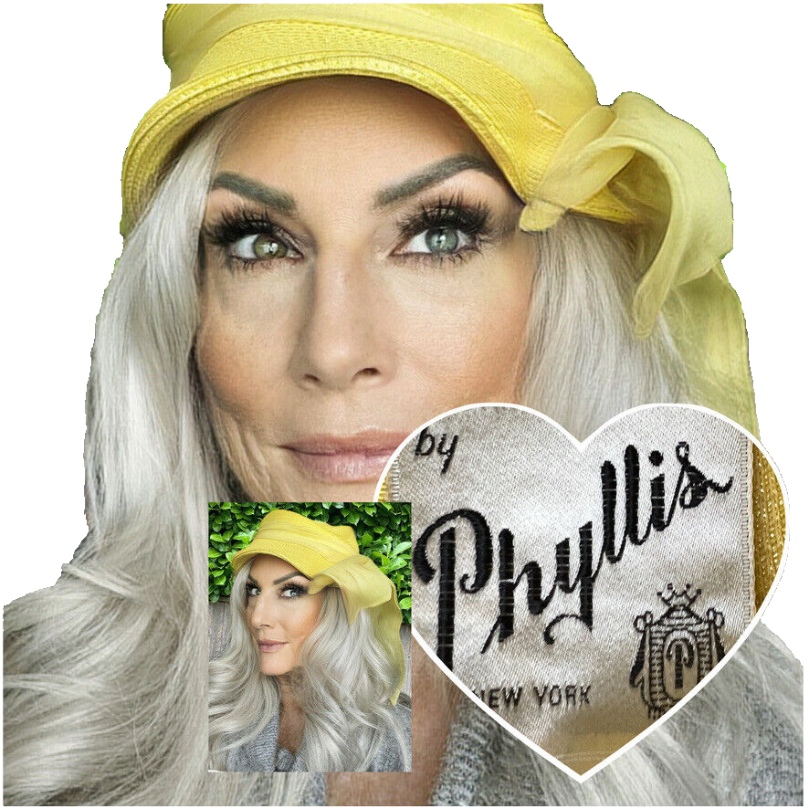 Retro 50s Phyllis Bright Yellow Straw Hat Dramatic Bow Summer Church O/S... - $57.42