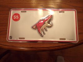 ARIZONA COYOTES "License Plate" Silver &amp; Red Metal Tag $12.95 New With Tags - $3.71