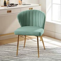 Sage Green Velvet Upholstered Wingback Accent Side Chair with Gold Metal Legs - €157,39 EUR