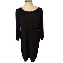 White House Black Market Black Tiered Long Sleeve Knee Length Dress Size XL - $36.22