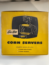 Corn Cob Holders Full Set-Trays Salt&amp;Pepper+More-Serv Rite-VTG Grn/Ylw Plastic - £20.57 GBP