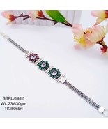 Flowery Multi-Stone Bracelet in 92.5% Sterling Silver Elegant and Vibran... - $257.00