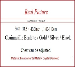 Dazzeling Adustable Diamondette Choker Chainmaille Bralette Gold Silver or Black image 3