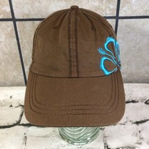 Tropical Trends Hat Brown Adjustable Ball Cap Blue Embroidered Hibiscus ... - $14.84