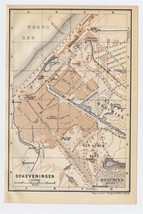 1910 Antique City Map Of Scheveningen / The Hague Den Haag / Holland Netherlands - £15.38 GBP