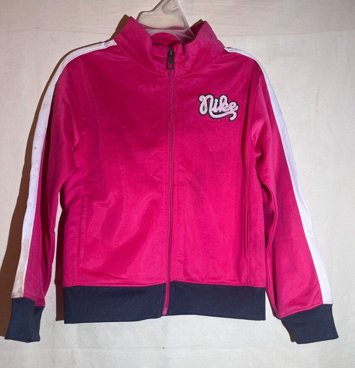 Nike Pink Zip Up Jacket Girls Nike Kids Size 6 Full Zip E34 - £11.08 GBP