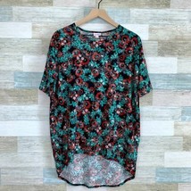 LuLaRoe Irma High Low Tunic Top Black Green Red Floral Print Womens XS - £15.12 GBP