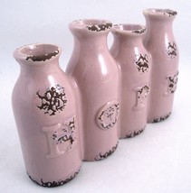 Farmhouse Hope Milk Bottle Pottery Vase Rustic Pink Figurine Toothbrush Holder - £9.39 GBP