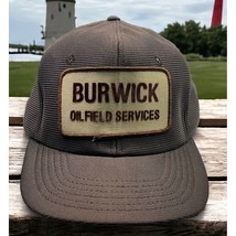 Burwick Oilfield Services Snapback Hat DISTRESSED Vintage Baseball Cap Brown - £22.41 GBP