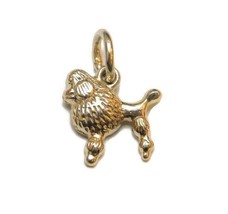 French Poodle Dog Charm Pendant 14k Yellow Gold - £101.23 GBP
