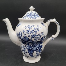 Vintage Booths Coffee Pot &amp; Lid Peony Blue &amp; White Floral Transferware I... - $29.69