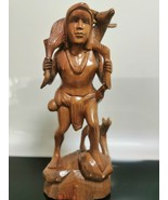 Old Vintage Large Sculpture Statue Igorot Tribe Wood Carved Warrior Hunter 40cm - $93.14