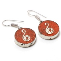 Red Coral Handmade Bohemian New Year Gift Jewelry Earrings Nepali 1.40" SA 3202 - £4.78 GBP