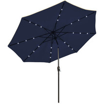 9 Feet Solar LED Lighted Patio Market Umbrella Tilt Adjustment Crank Lif... - $2,589.52 MXN