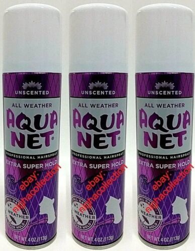 ( LOT 3 ) Aqua Net Extra Super Hold Professional Hair Spray Unscented 4 oz Each - £25.60 GBP