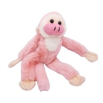 Soft Pink Stuffed Hanging Monkey Plush Stuffed Animal Toy  Hook Loop Hands Feet - £5.89 GBP